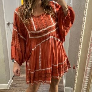 Free people burnt orange batwing tunic dress size S